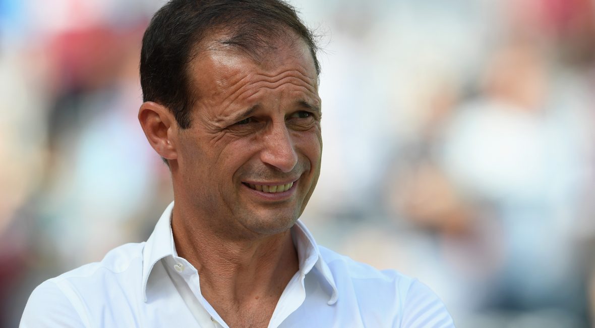 LONDON, ENGLAND - AUGUST 07:  Juventus coach Massimiliano Allegri looks on during Pre-Season Friendly between West Ham United and Juventus at London Stadium on August 7, 2016 in London, England.  (Photo by Mike Hewitt/Getty Images)